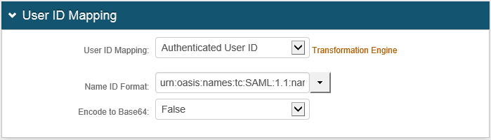 Screenshot of the User ID Mapping tab
