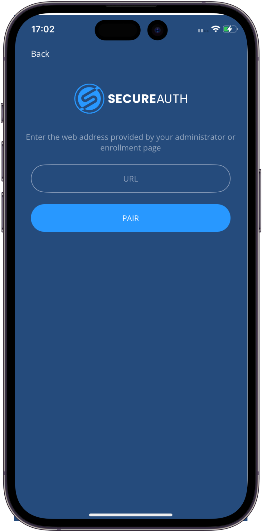 URL pairing screen