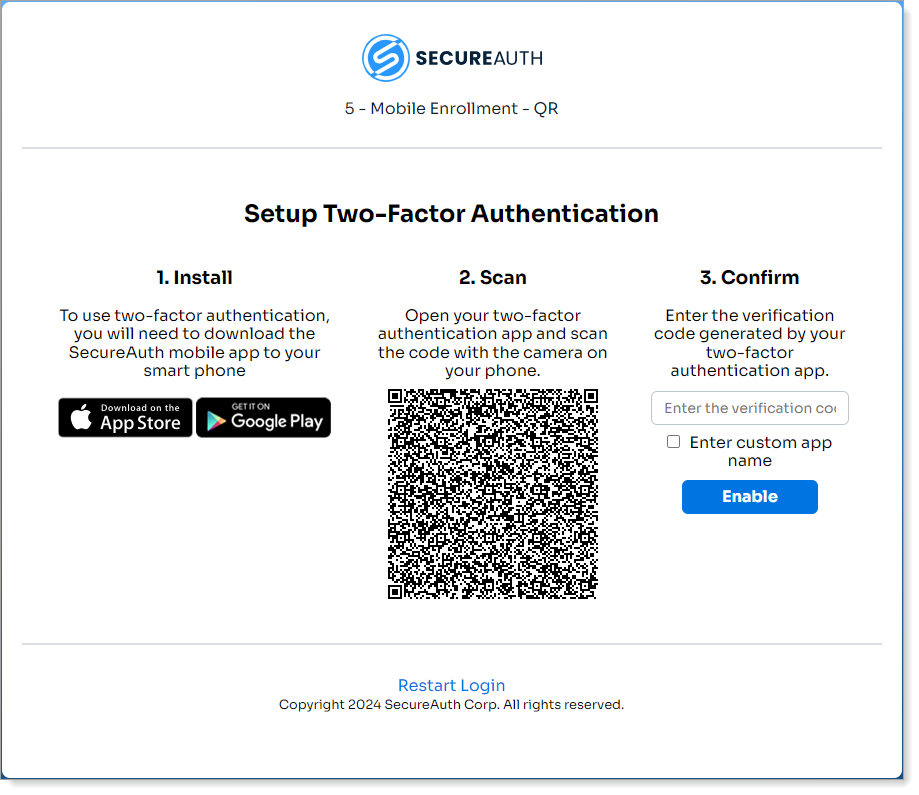 QR code enrollment page.