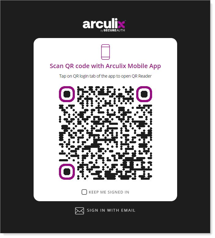 Application login page with QR code