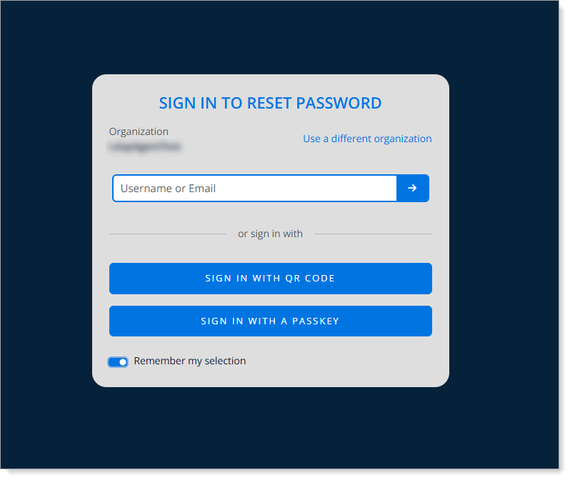 Login page to reset password.