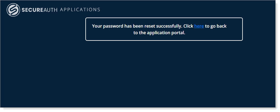 Success page with a return link.