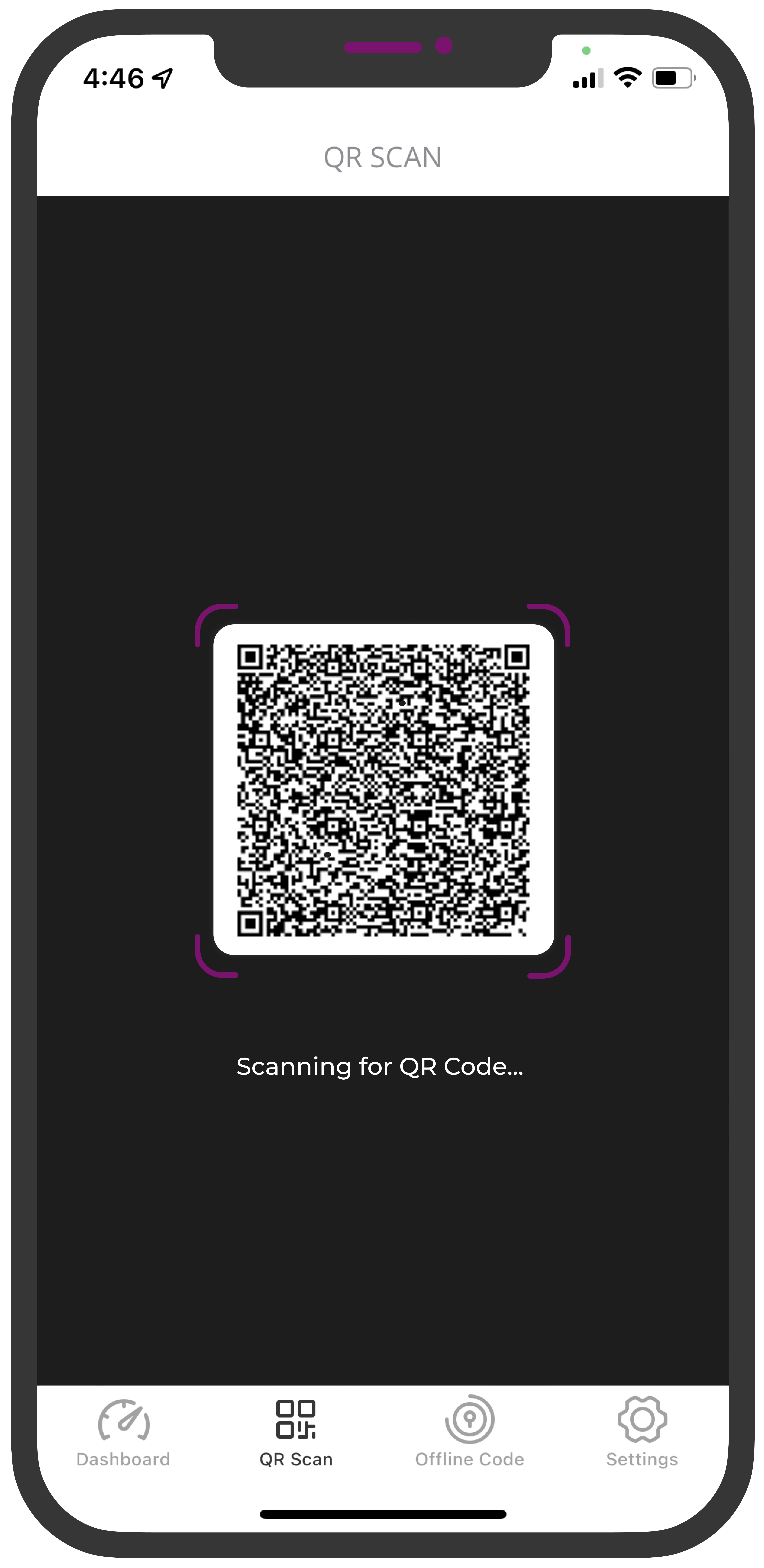 Scan QR code in mobile app