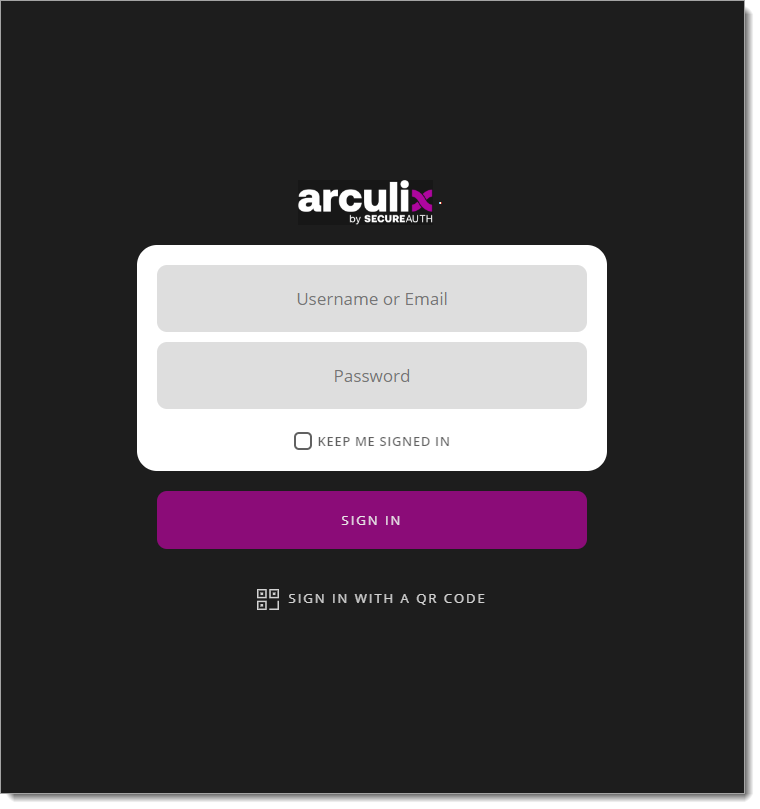 Application login page with email