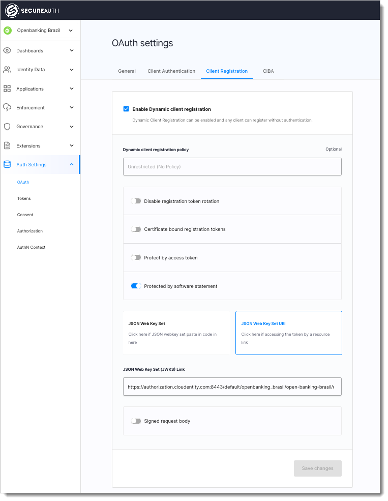 Open Banking Brazil DCR configuration