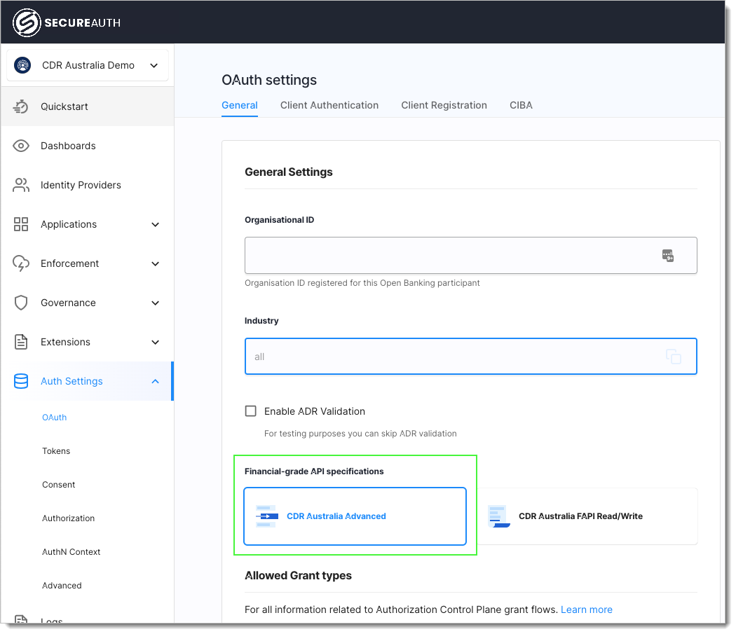 CDR - enabling FAPI advanced profile