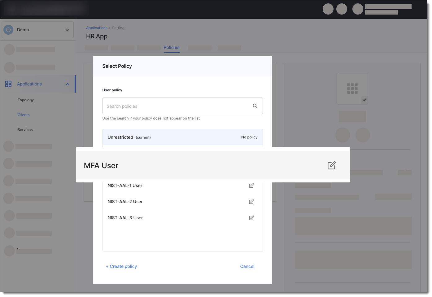 Assign MFA User Policy