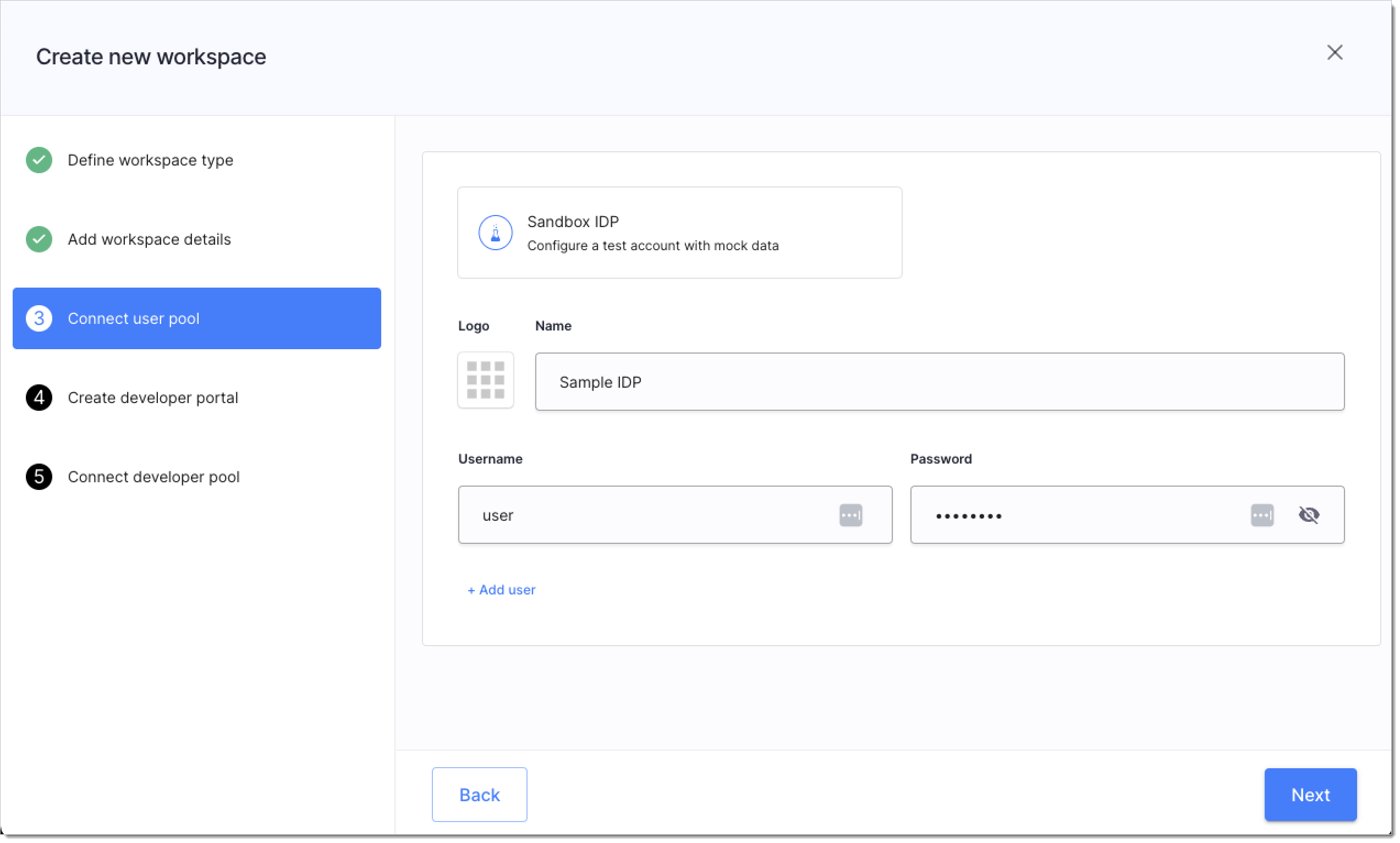 Adding Sandbox IDP during Workspace Creation