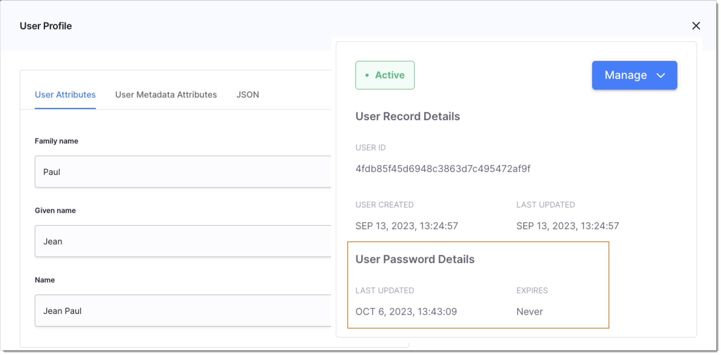 Password Details