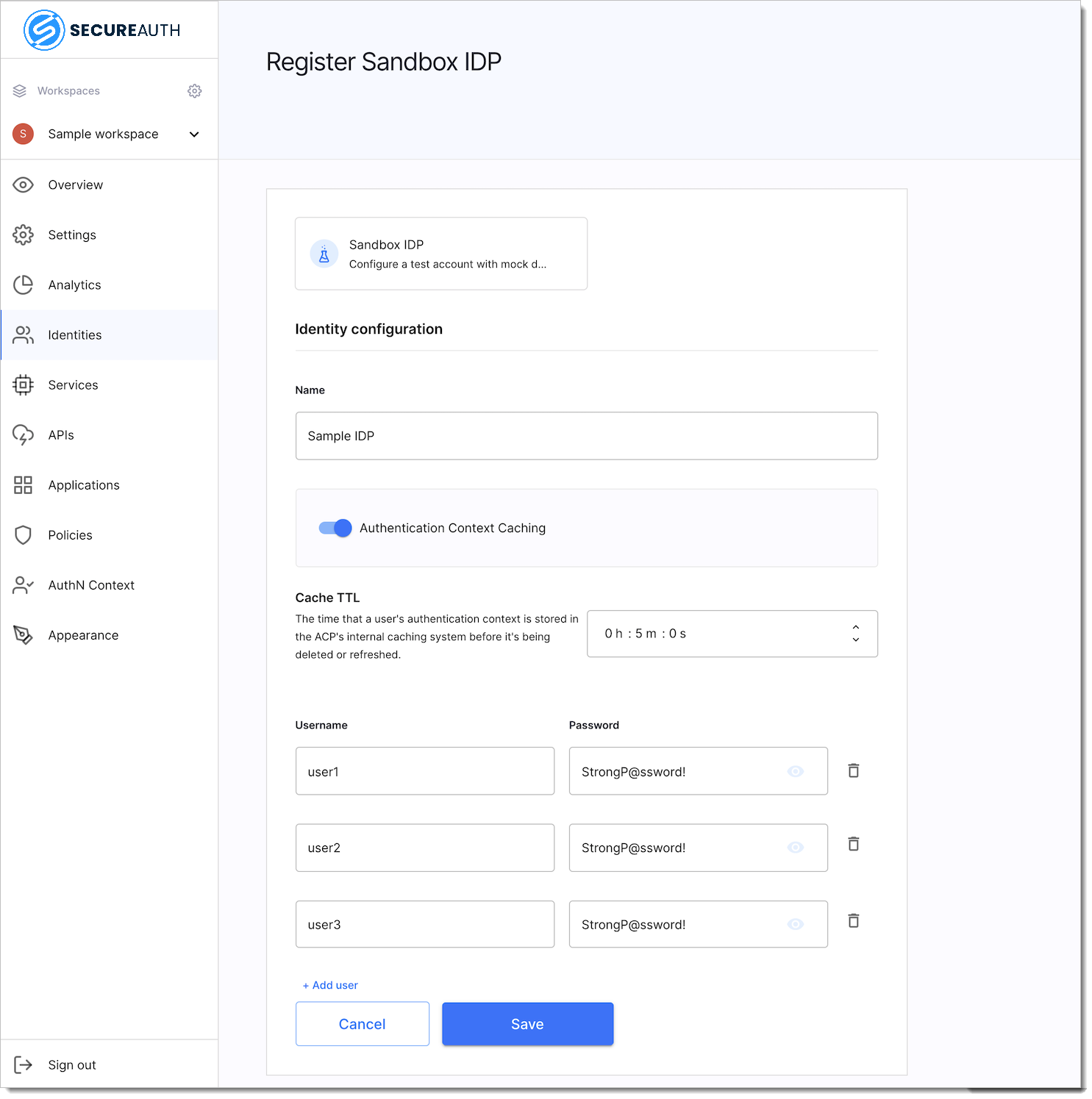 Creating a Sandbox IDP example