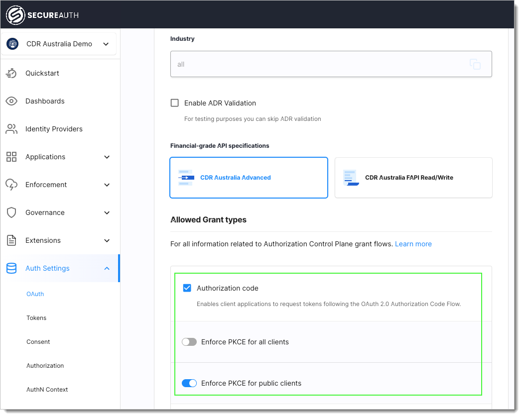 CDR - Authorization Code Flow with PKCE - enable PKCE