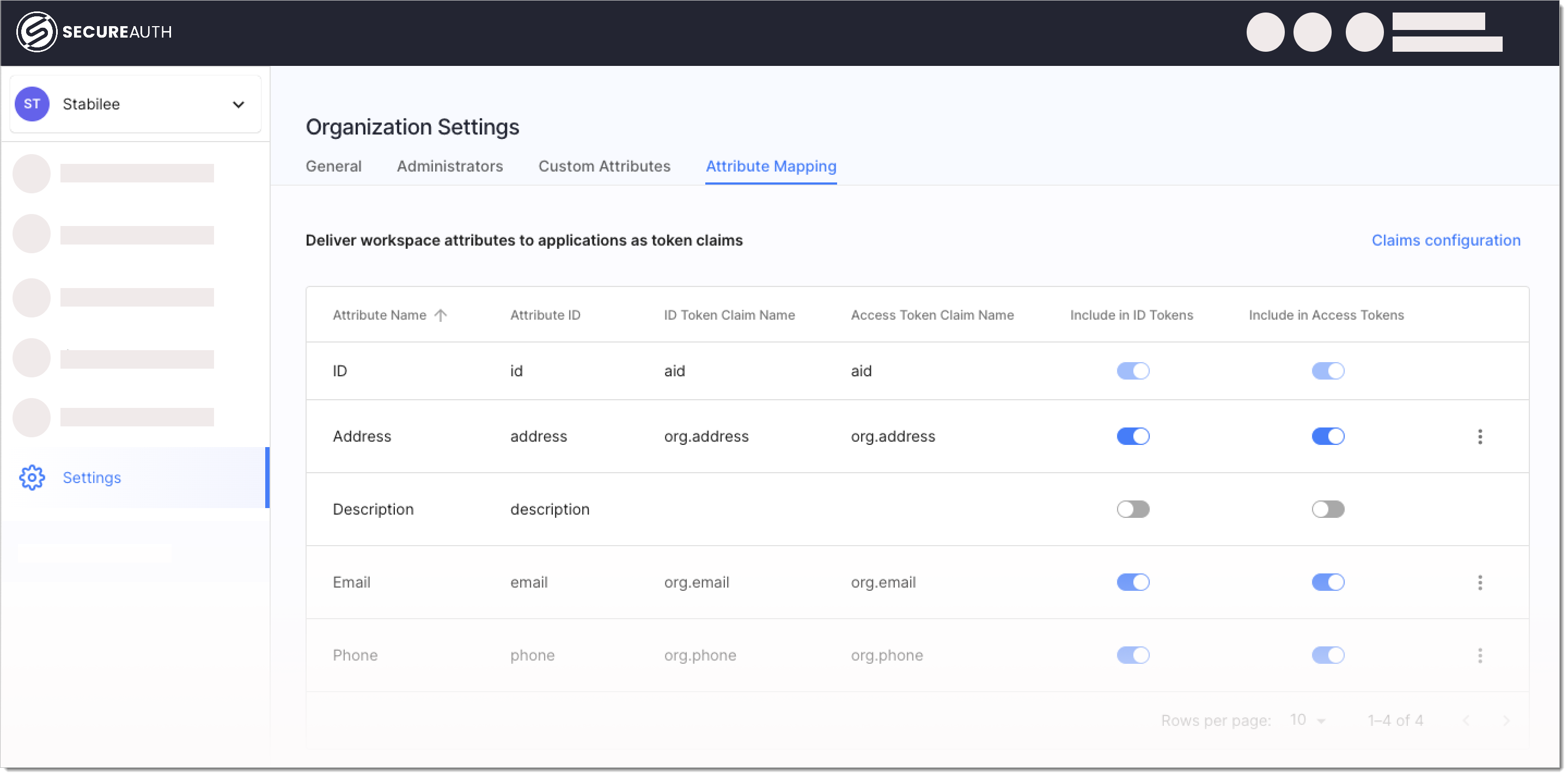 Mapping Organization Attributes to Token Claims