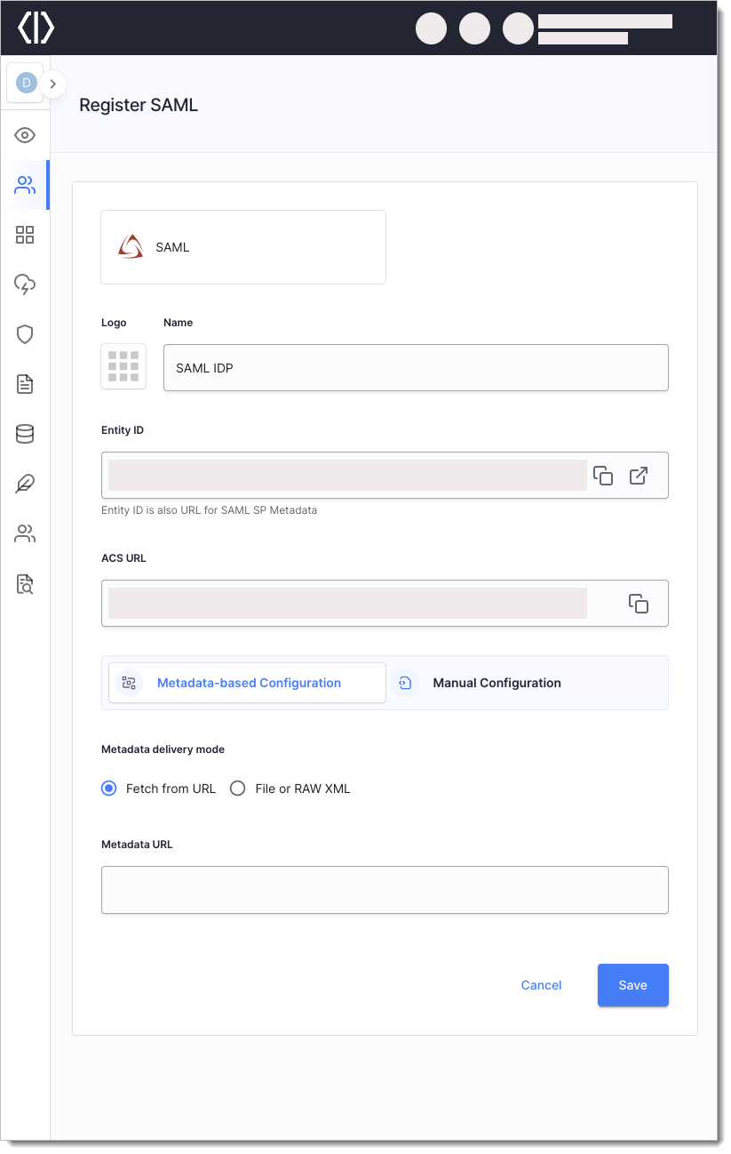 SAML IDP Registration