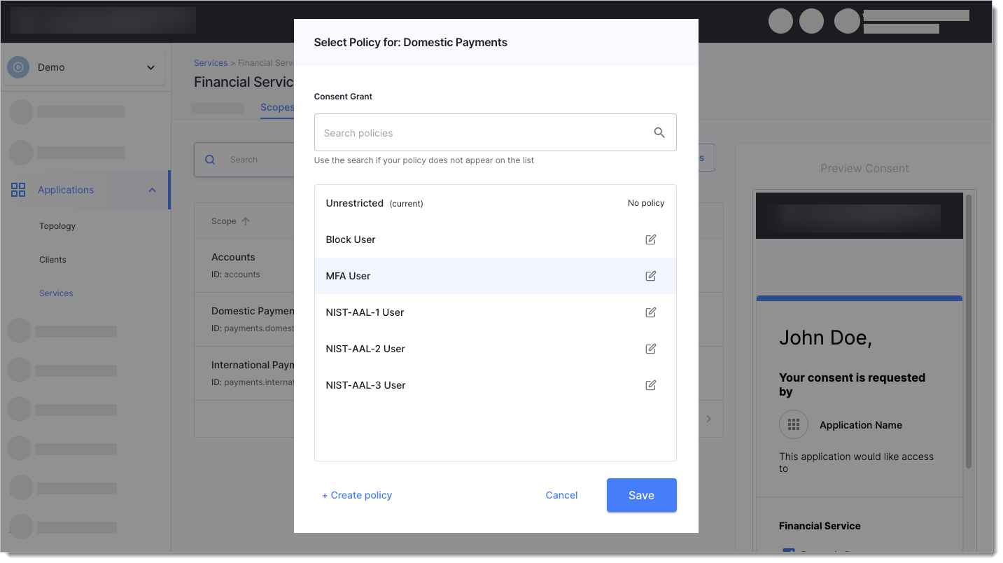 Assign MFA Policy to Scope