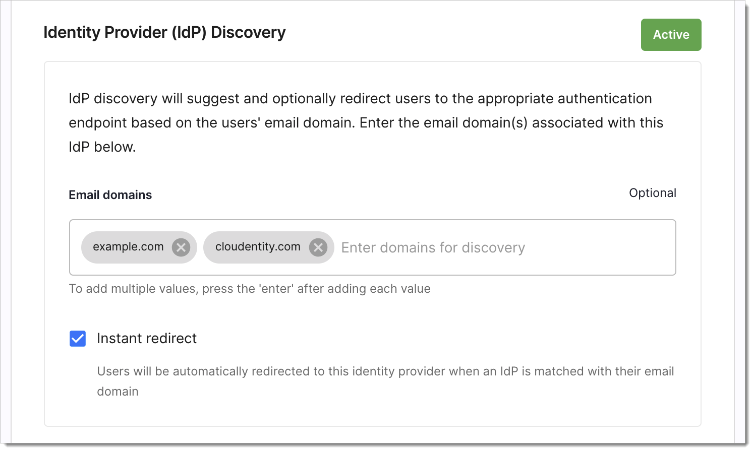 IDP discovery config