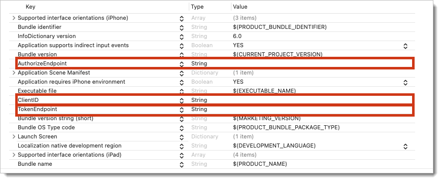 set application parameters in Xcode