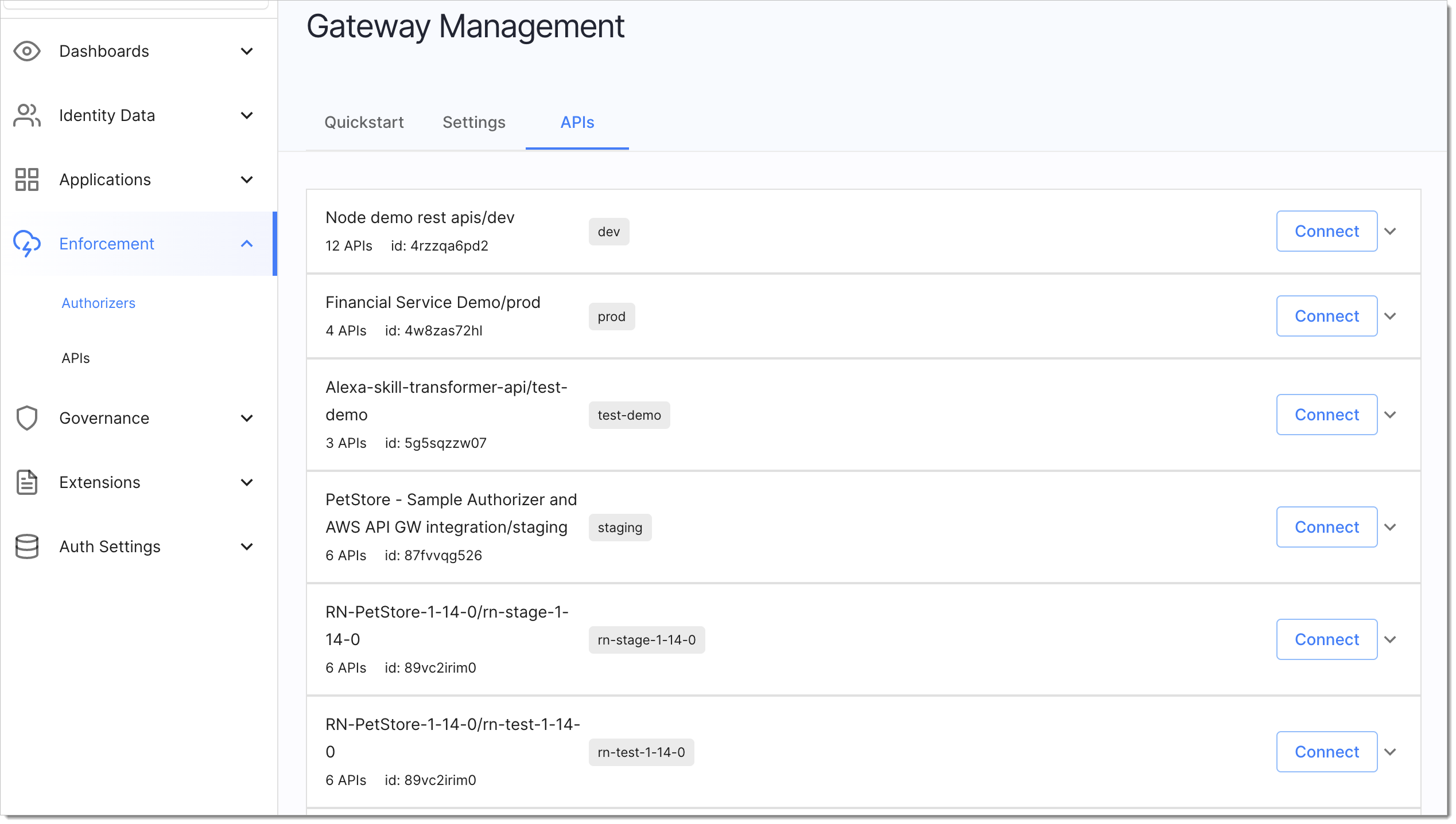 APIs discovered but not connected