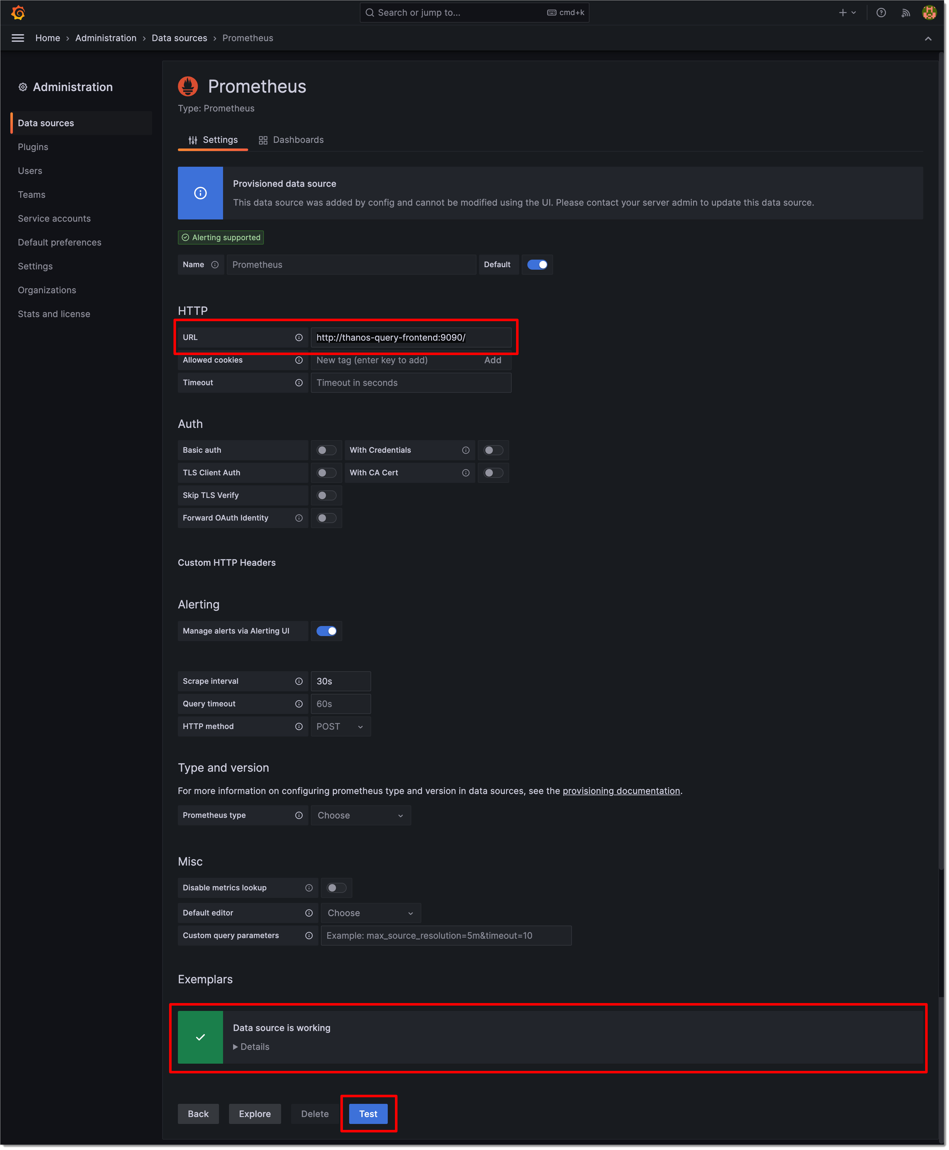 Thanos datasource in Grafana