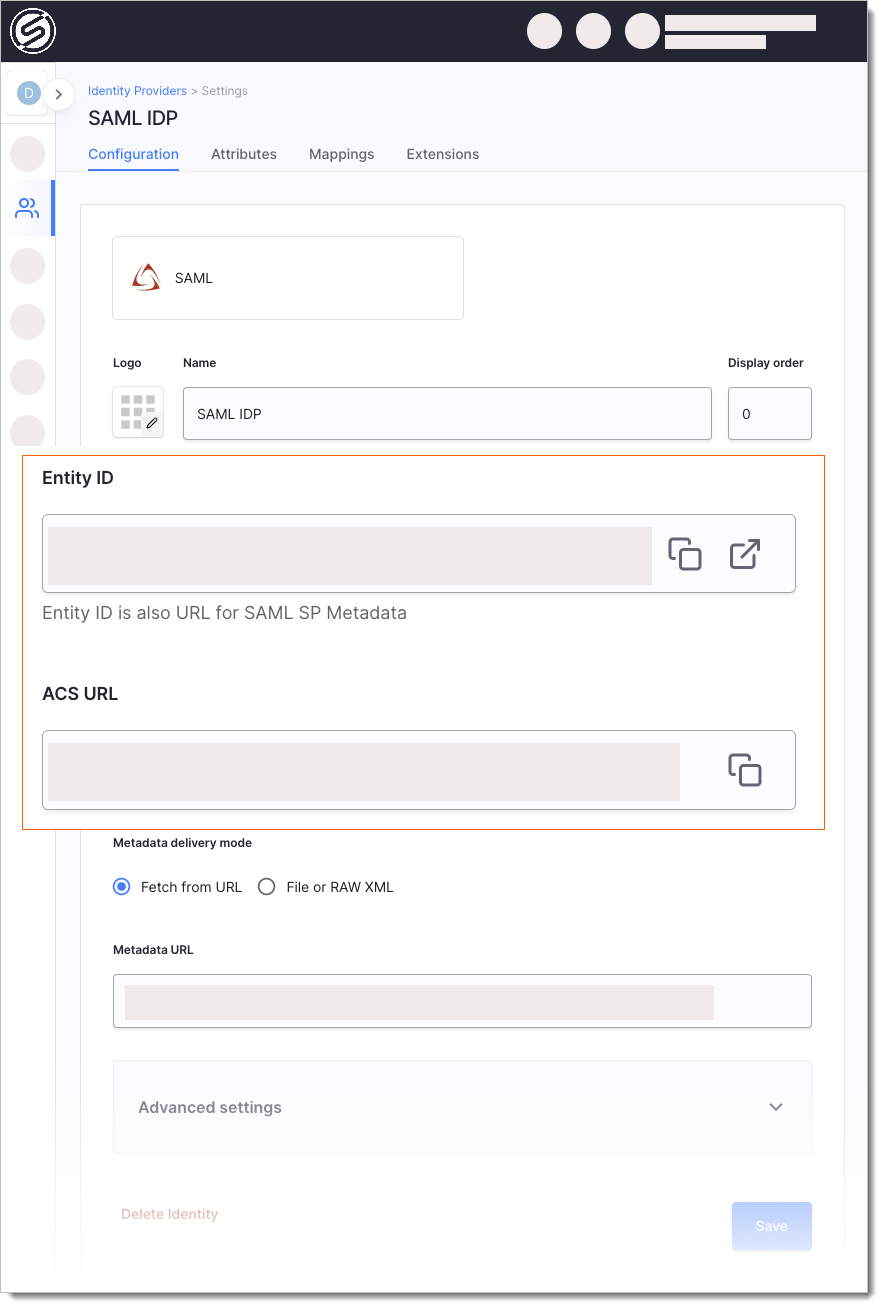 Create saml IDP