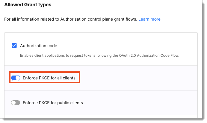 Turn on force PKCE for all clients