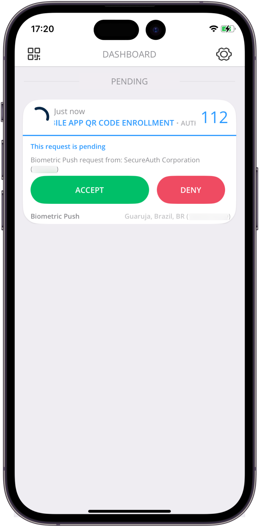 Biometric push verification request