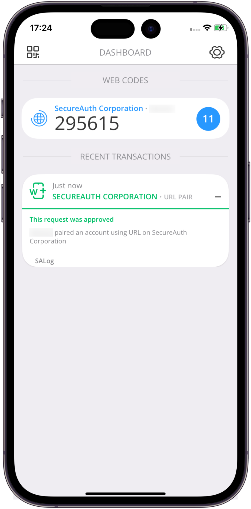 Dashboard after successful pairing