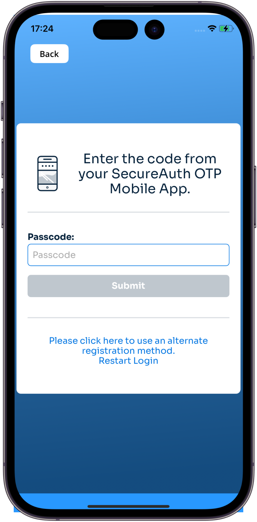 Verification code entry page