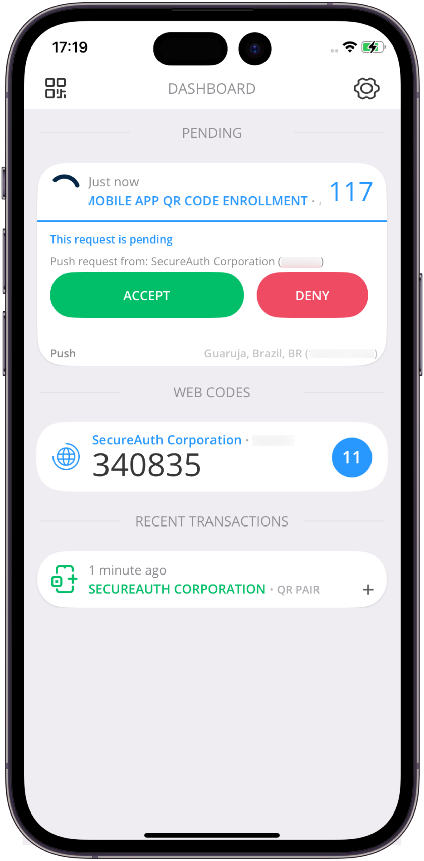 Pending login request with Accept and Deny buttons