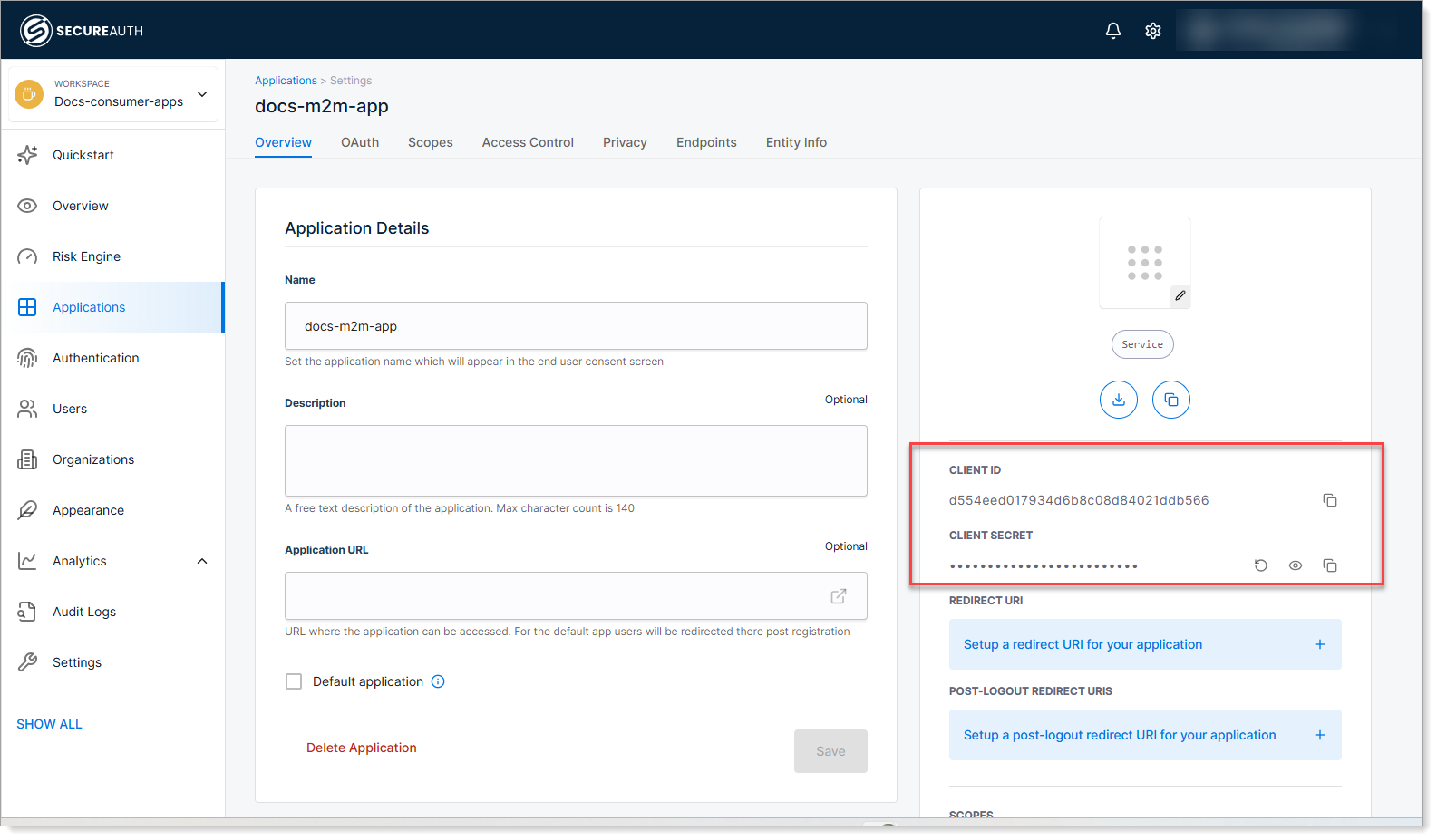 Copy client ID and secret