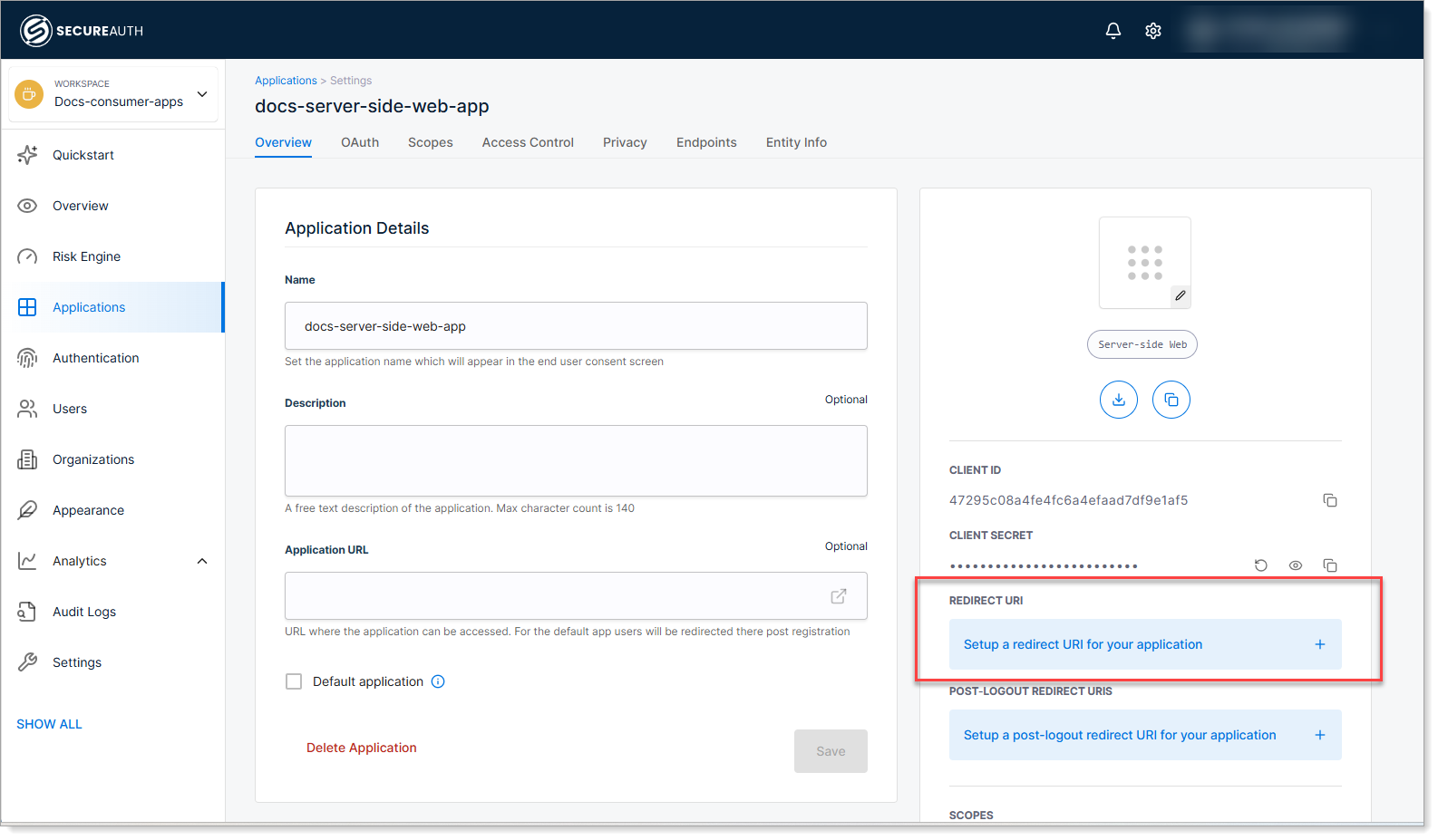 Configure redirect URI