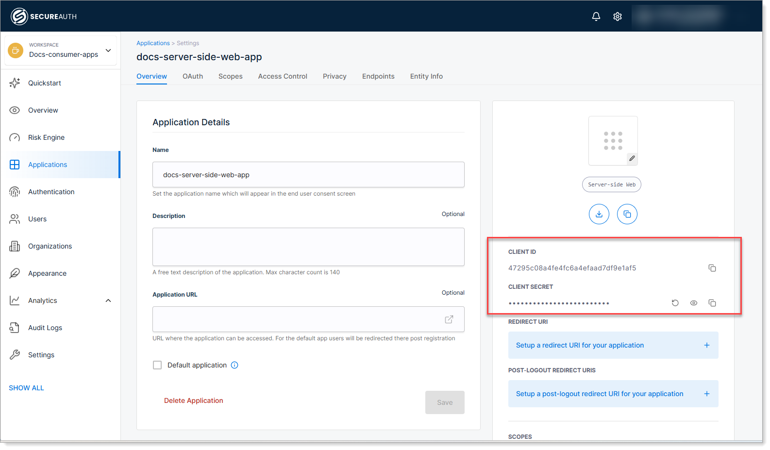 Copy client ID and secret