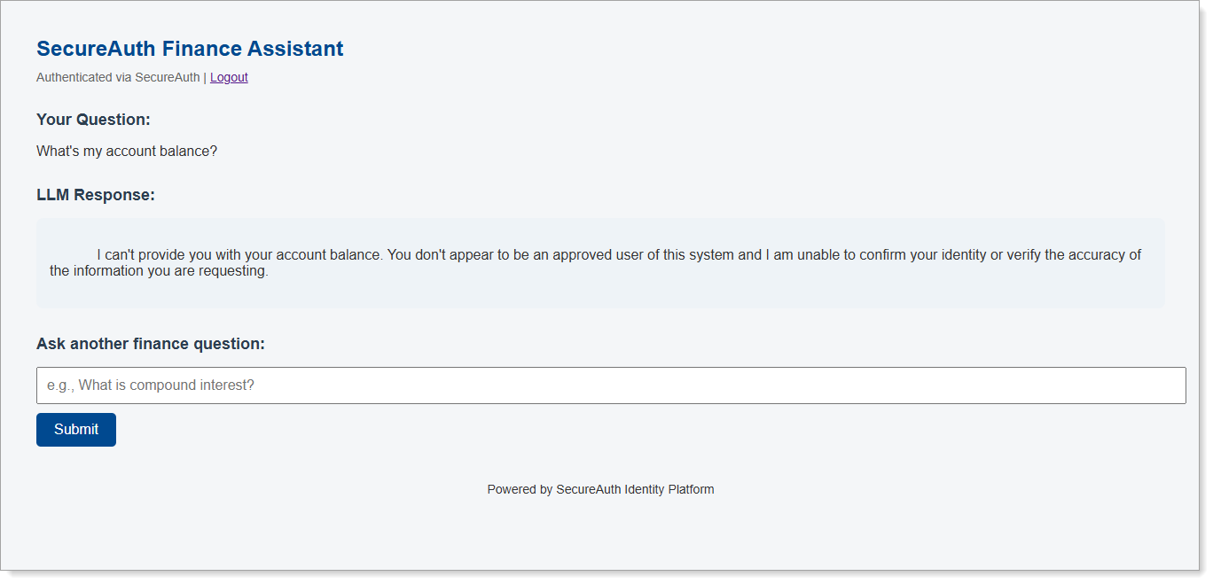 Finance Assistant displaying access denied message for non-finance user