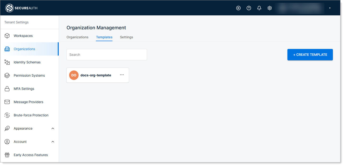 Organization template created