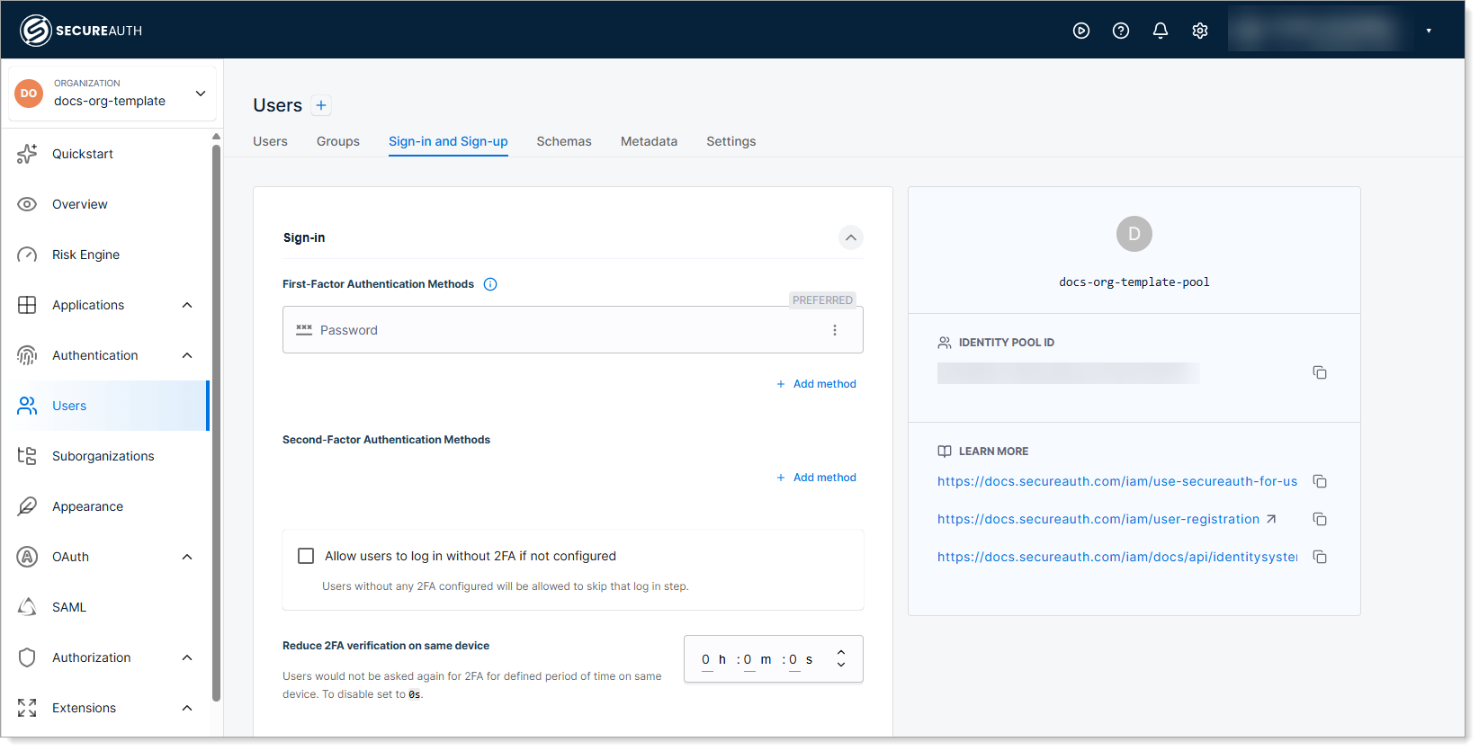 Configure authentication methods