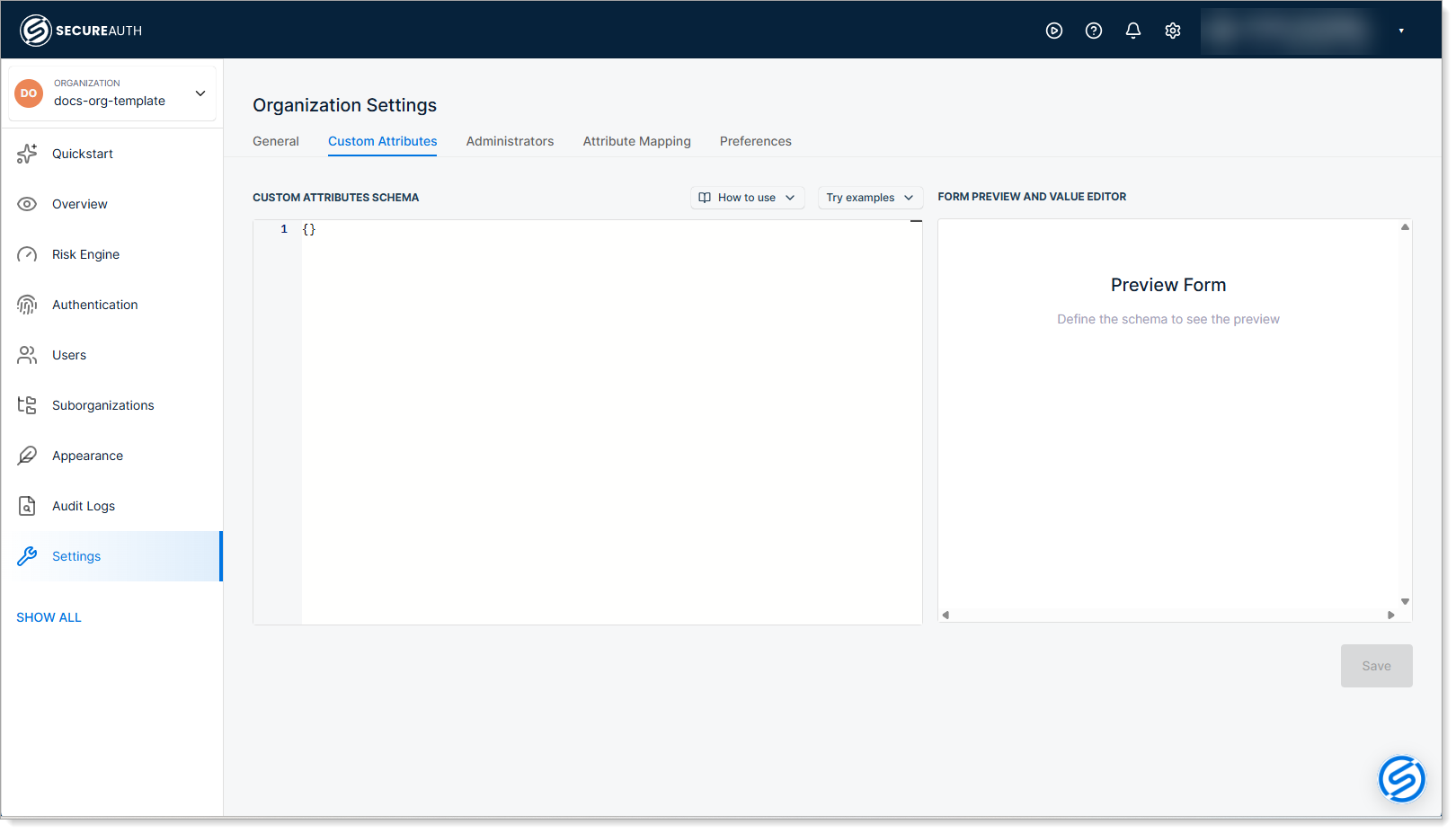 B2B schema configuration in Administrative tab
