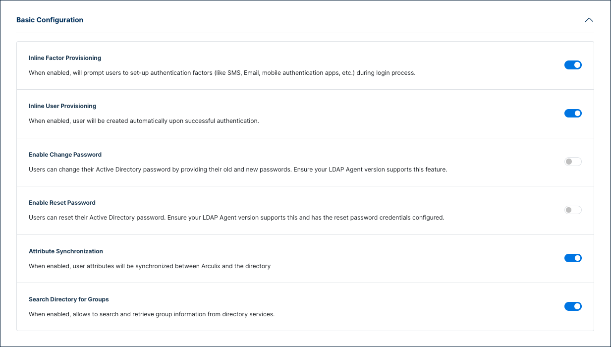 Basic Configuration section with provisioning and password toggles