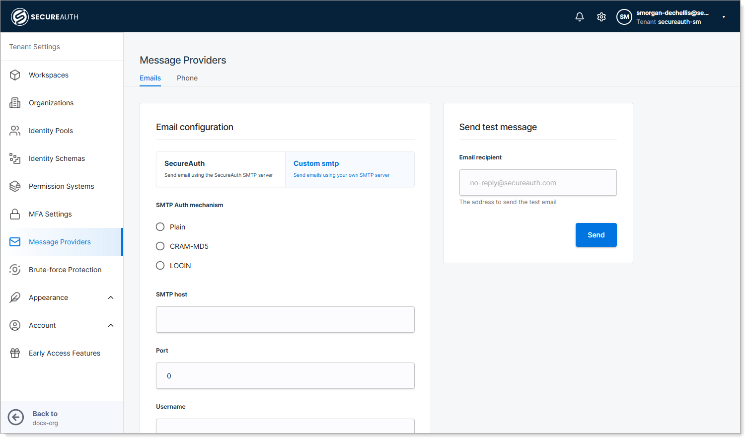 Custom SMTP Configuration