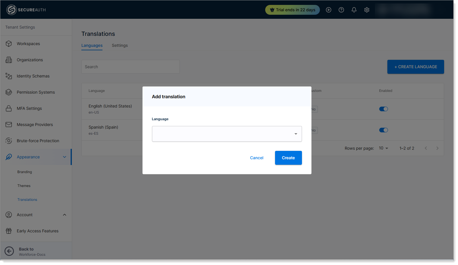 Select a language for translation