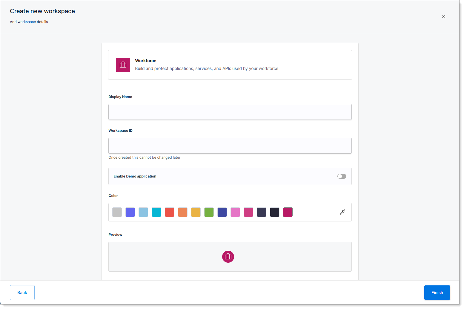 Configure new workspace