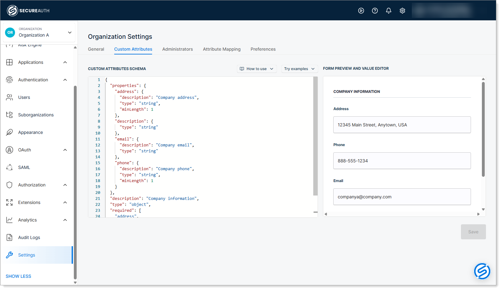 Defining Organization Schemas