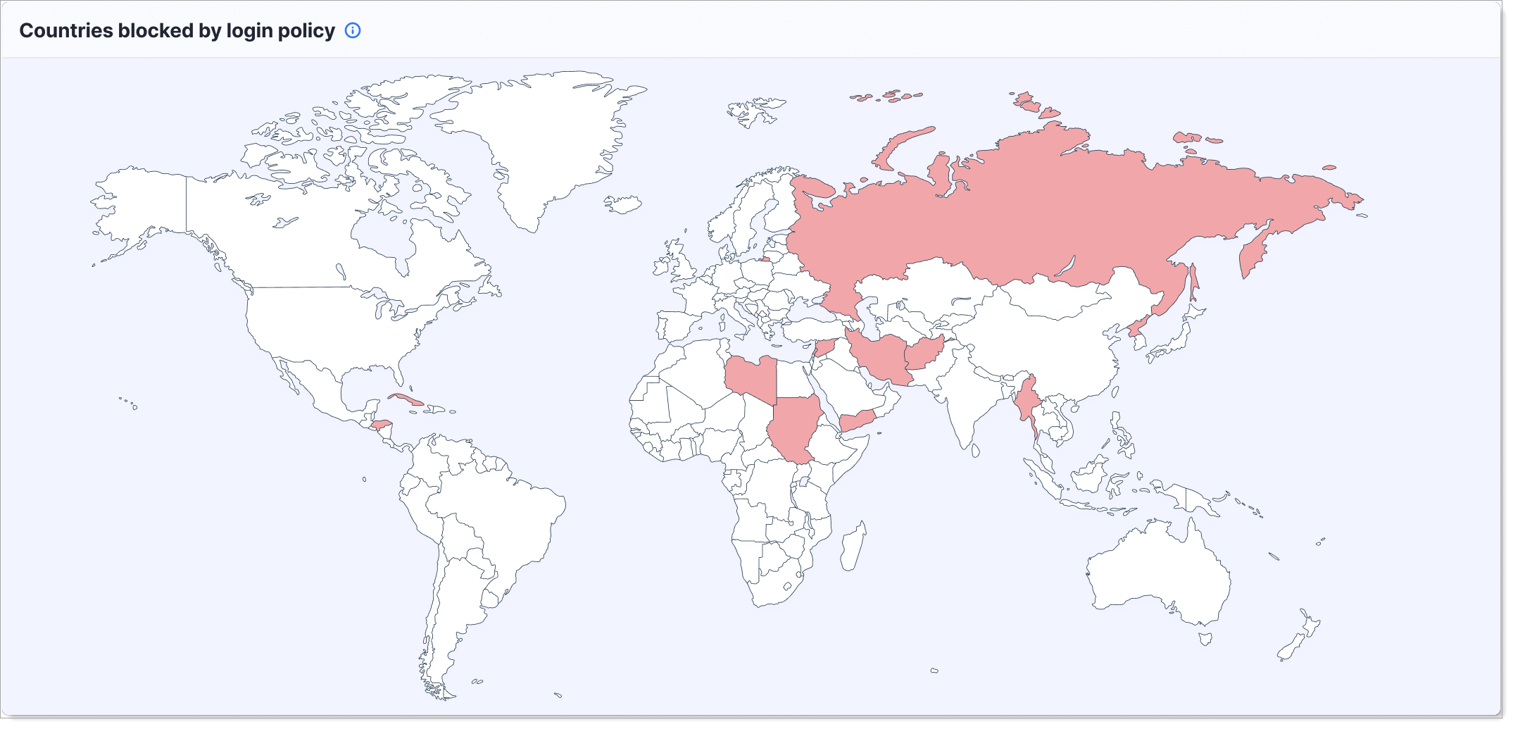 World map showing countries blocked by login policy