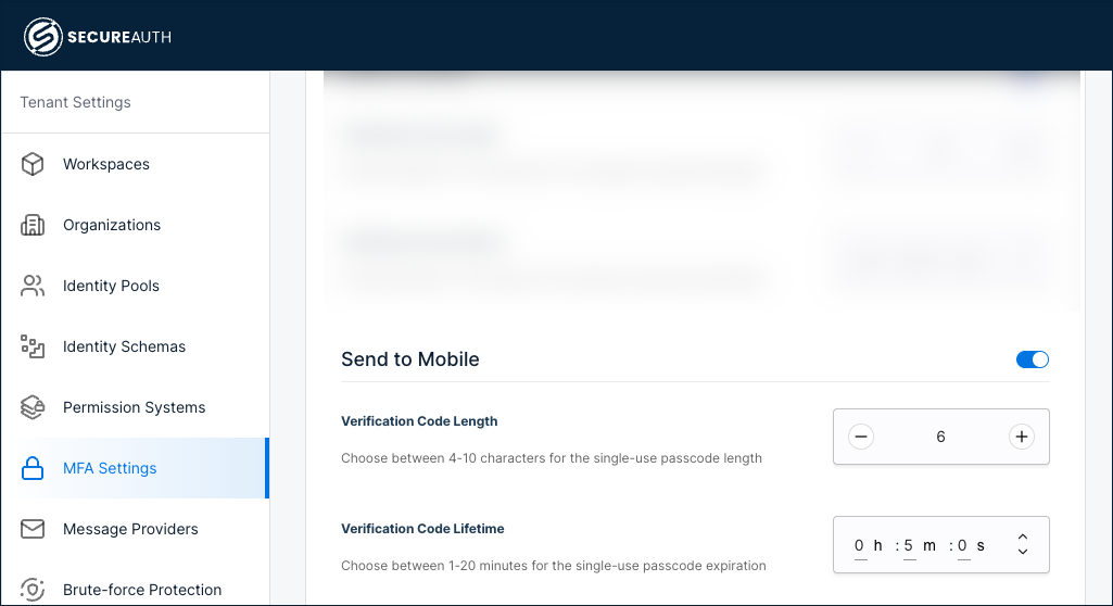 Configure SMS verification code length and lifetime