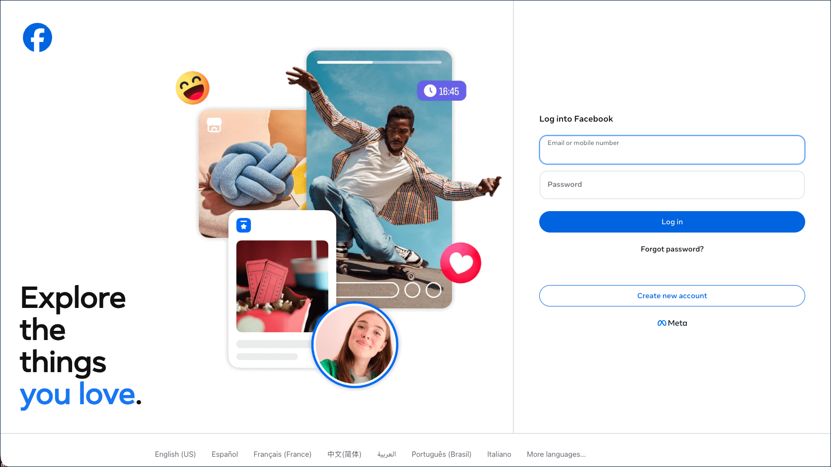 Facebook sign-in page shown when testing with Try Sign-in