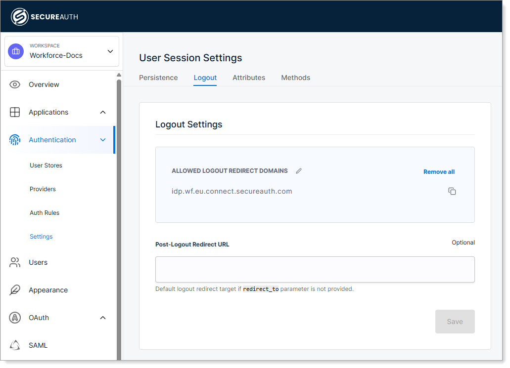 Configure logout settings