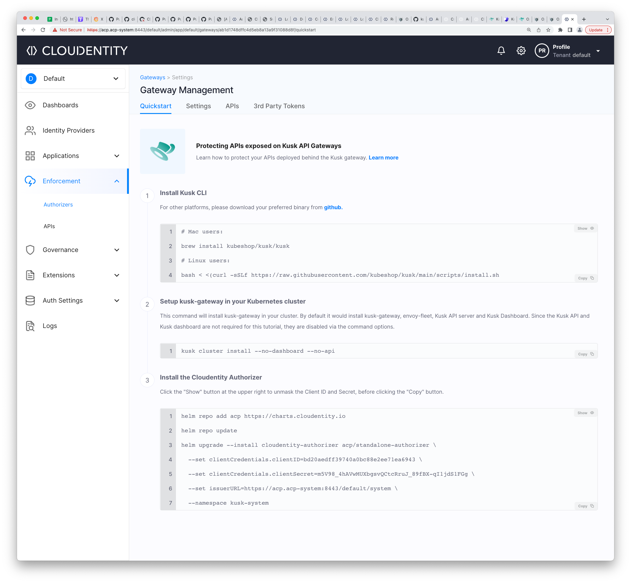 Cloudentity Gateway Management Quickstart