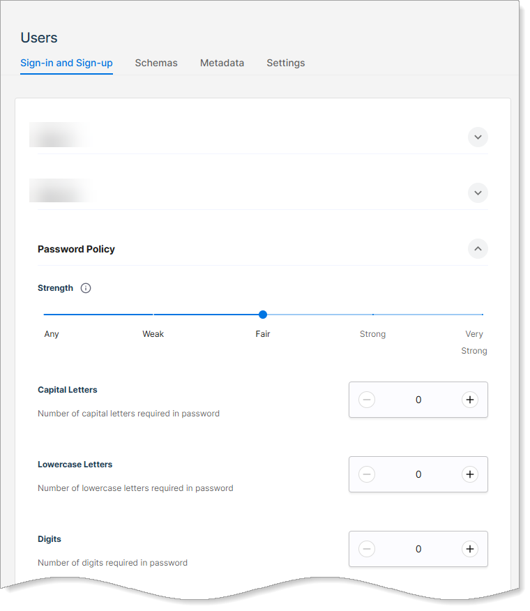 Password policy configuration