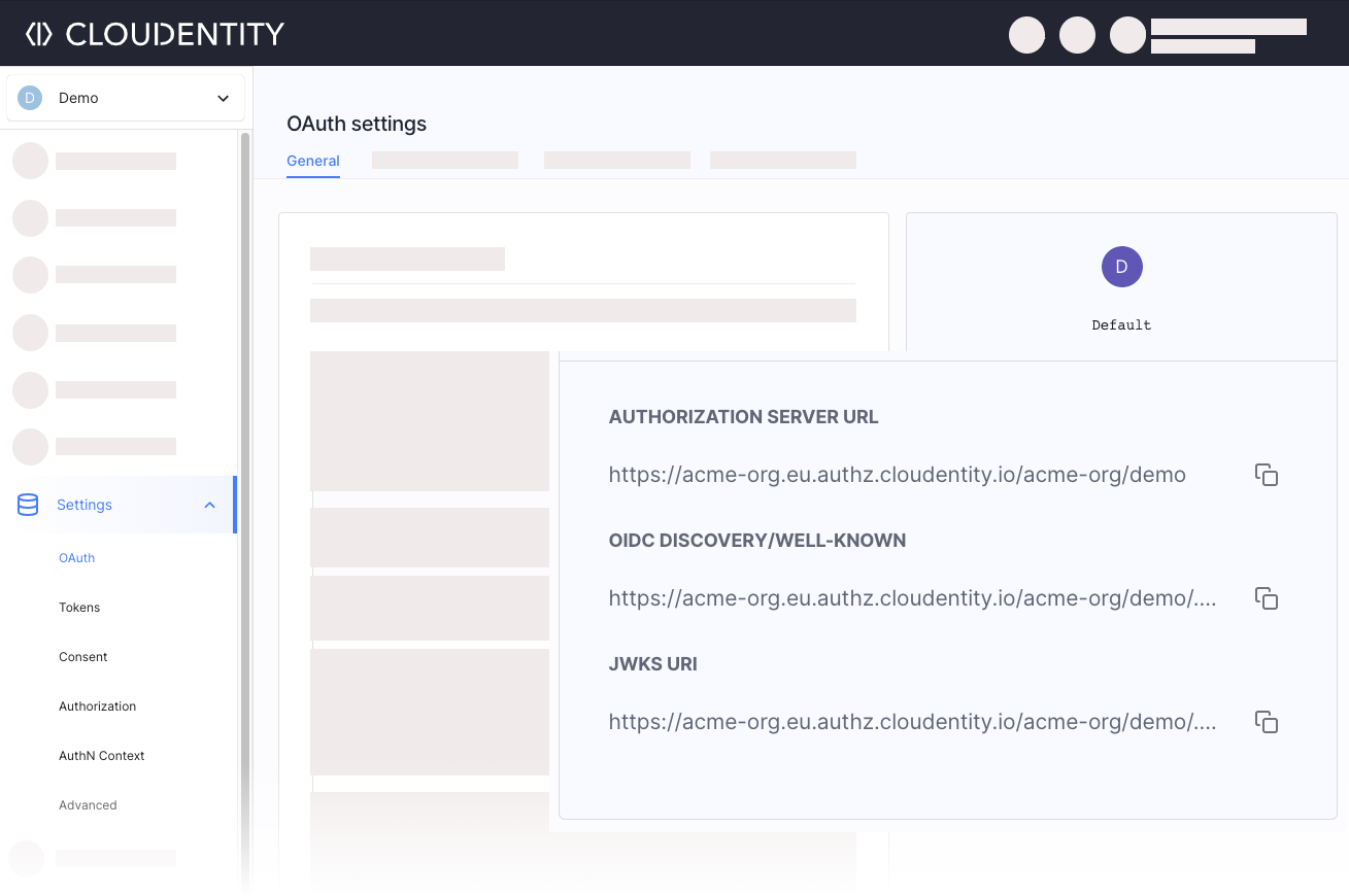 Copy the authorization server URL