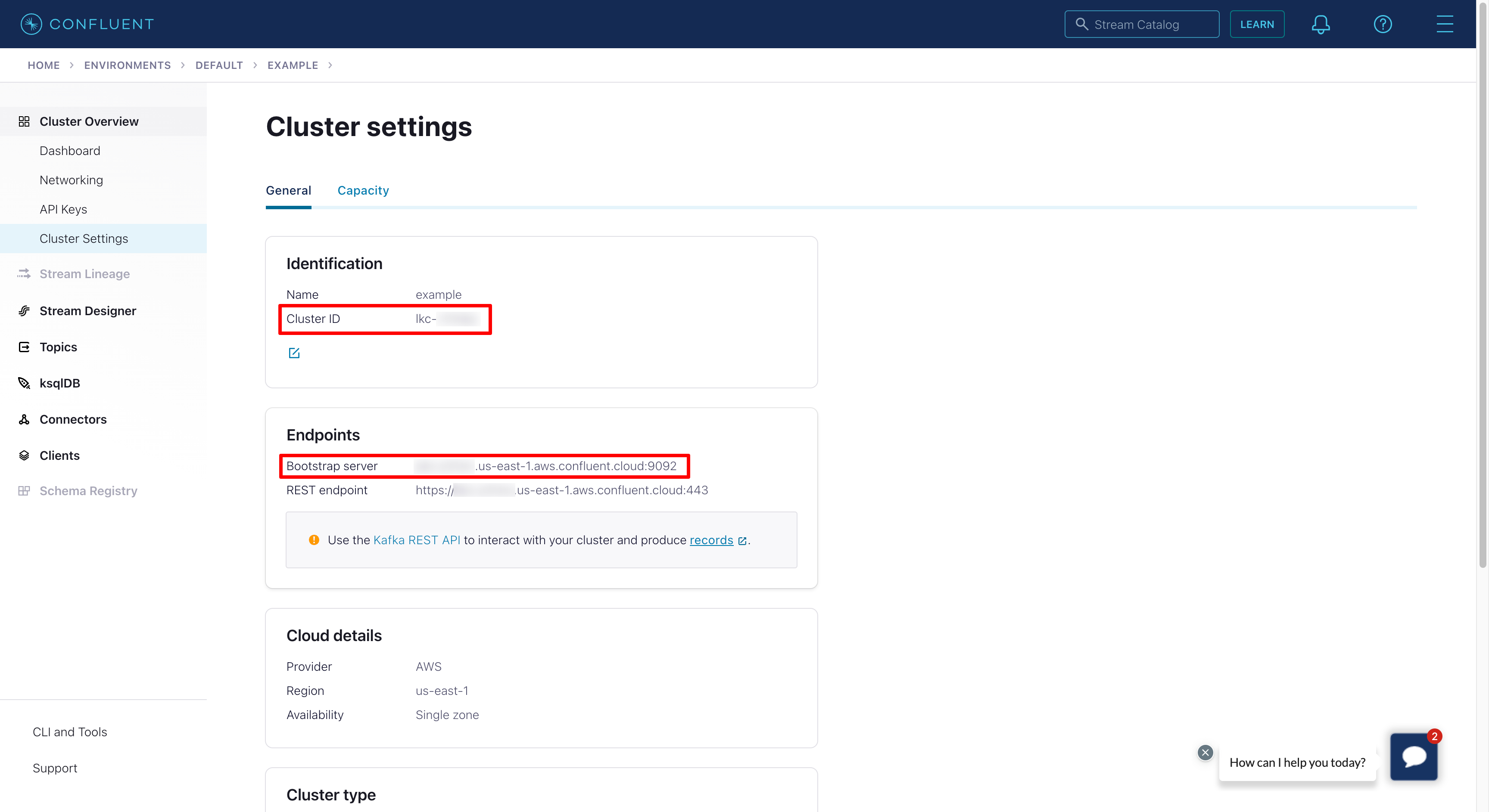 Cluster settings