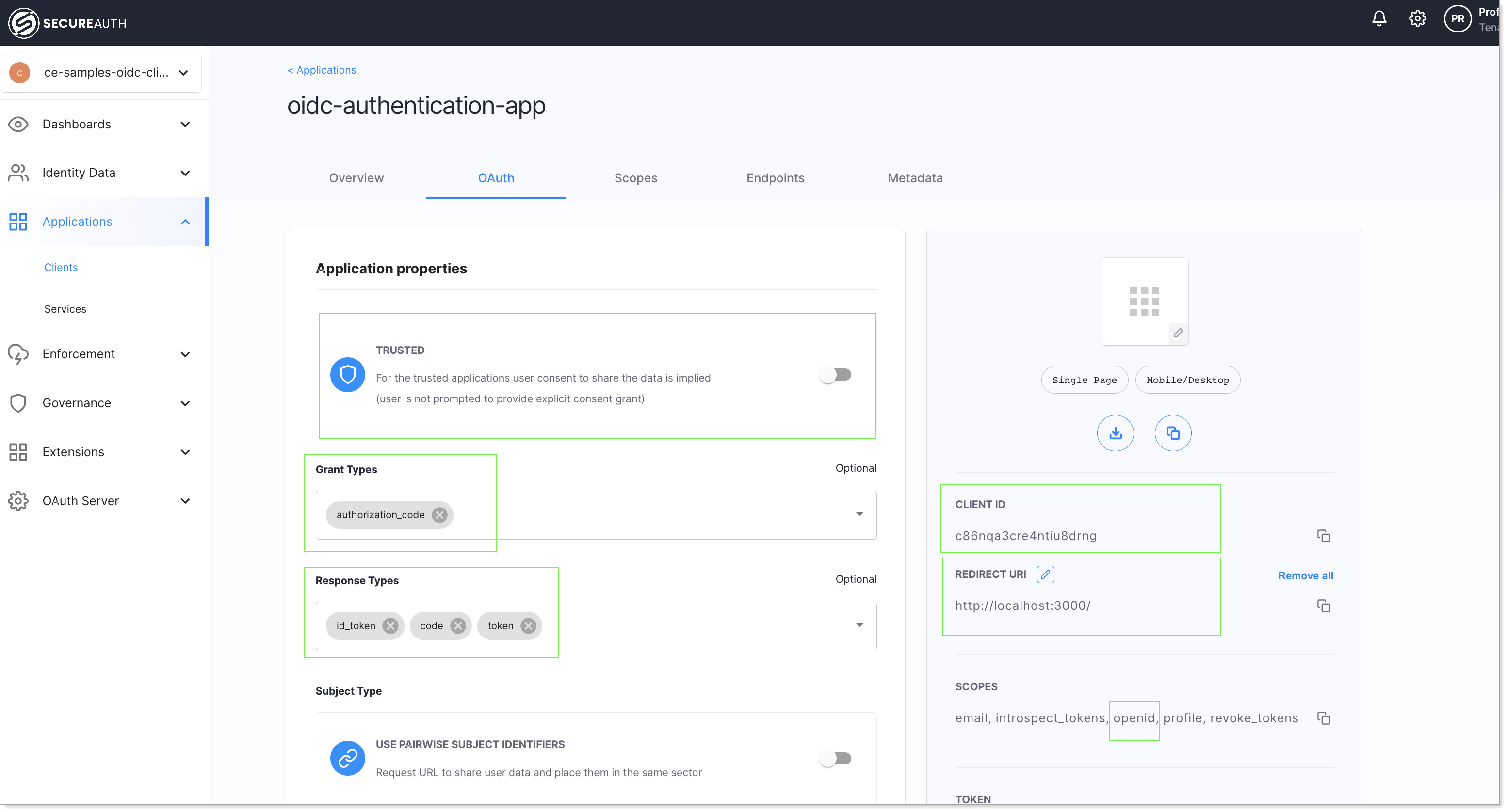 Create oauth oidc redirect uri