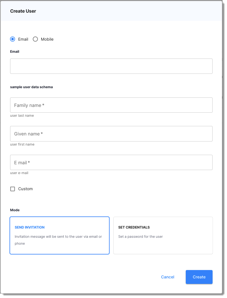 Identity schema for users
